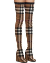 Burberry Brown Check Runway Heroes Thigh-High Boots